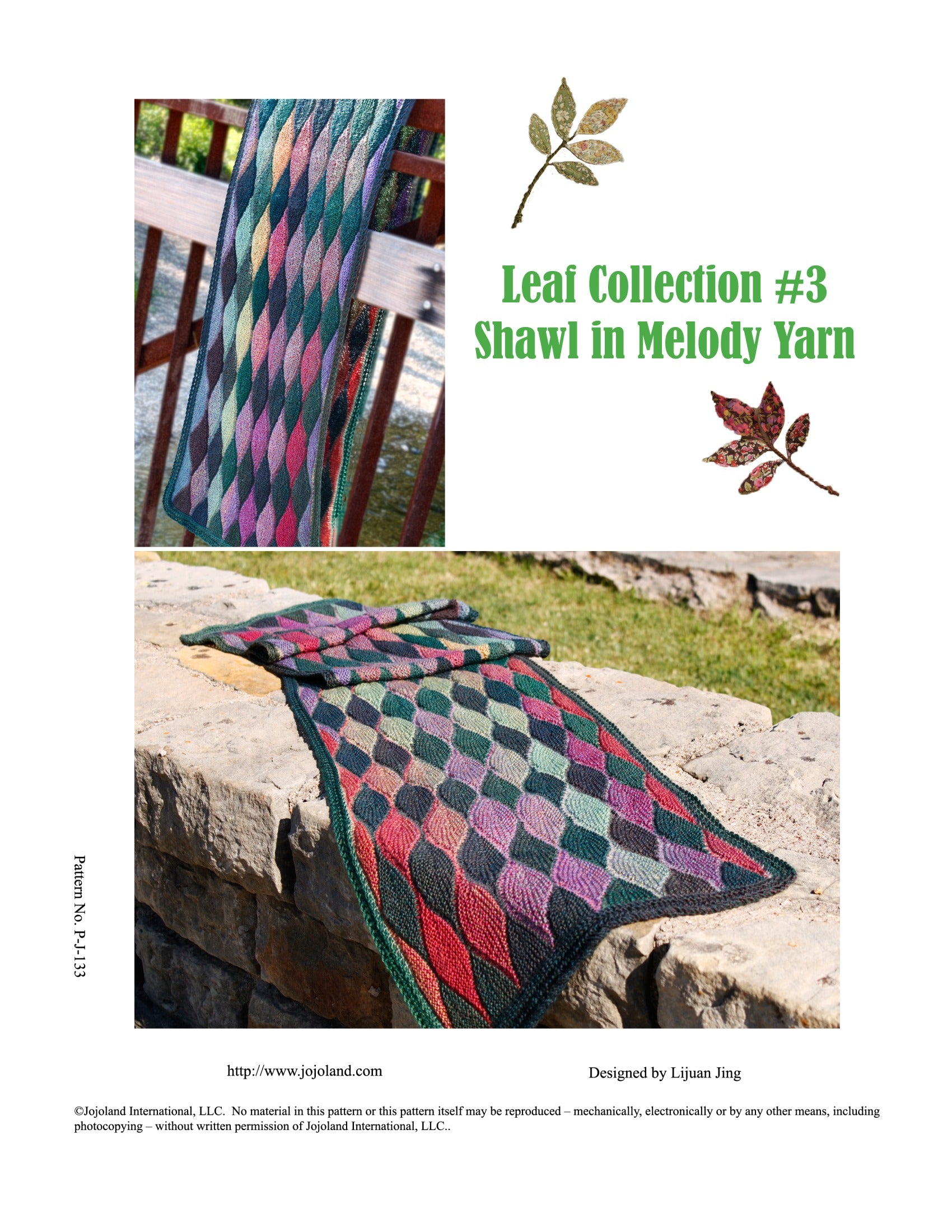 Jojoland Leaf Collection Shawl Wrap Knitting Pattern