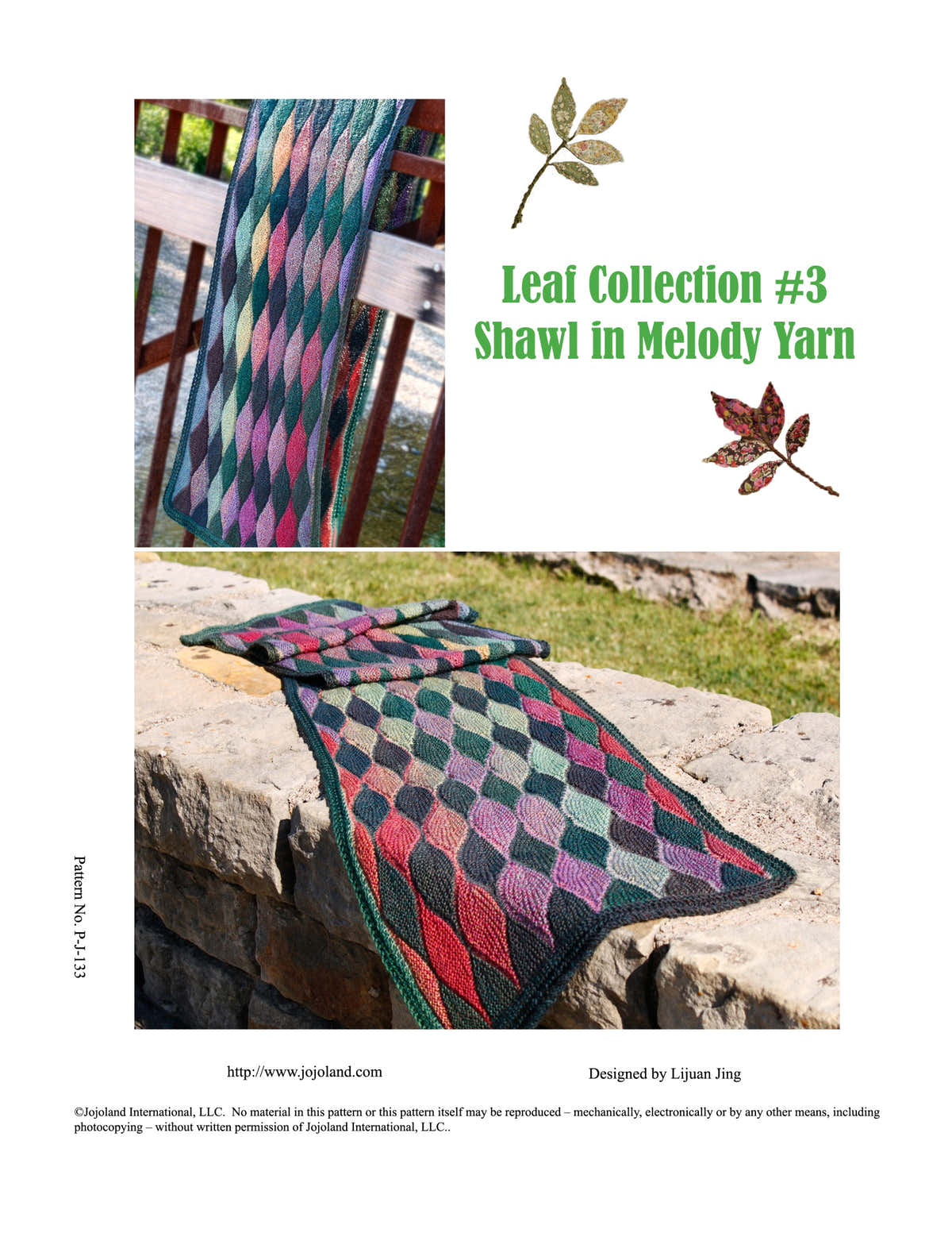 Jojoland Leaf Collection Shawl Wrap Knitting Pattern