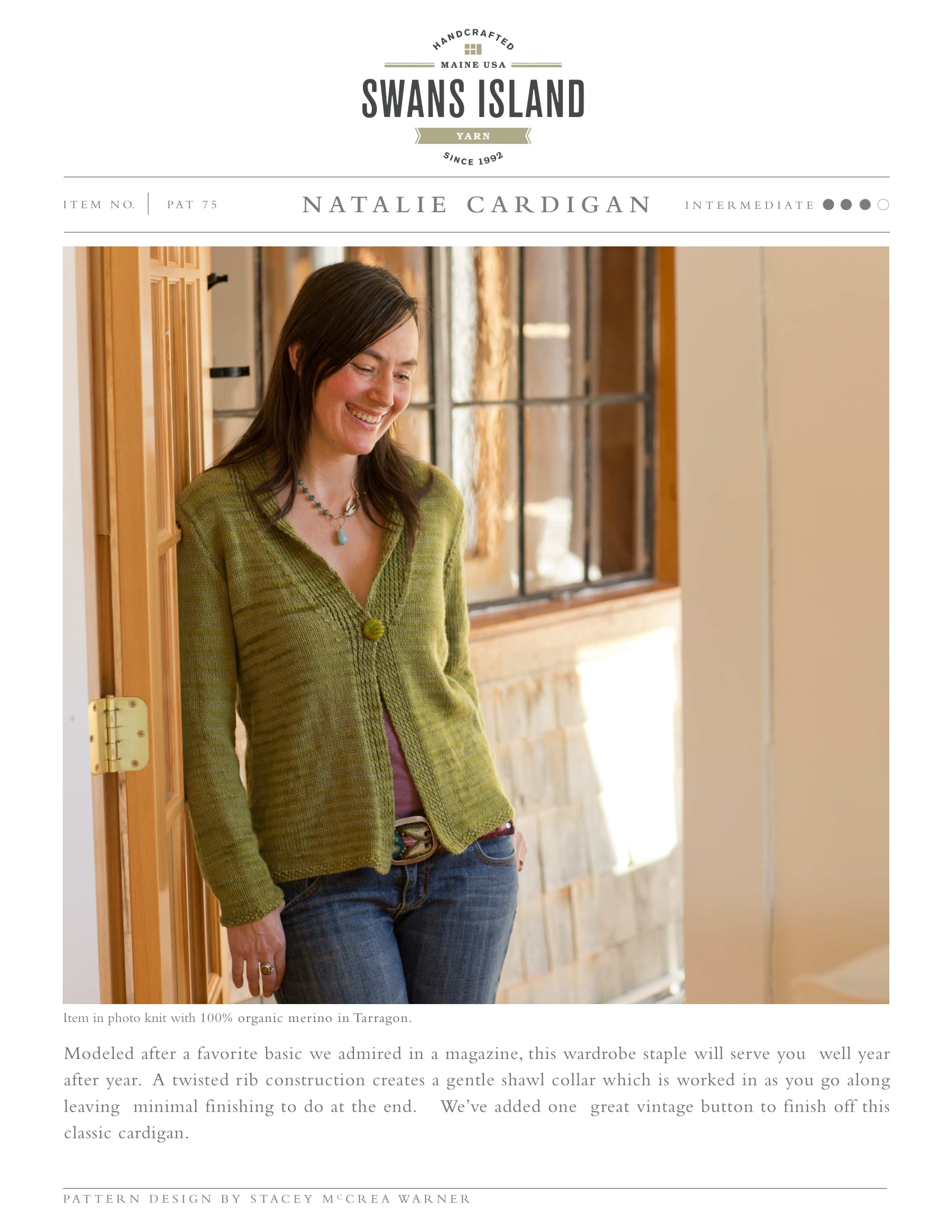 Swans Island Natalie Cardigan Knitting Pattern