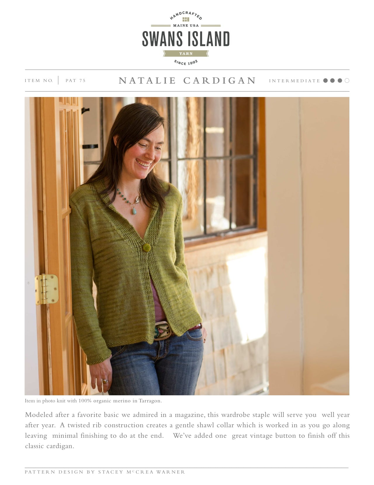 Swans Island Natalie Cardigan Knitting Pattern