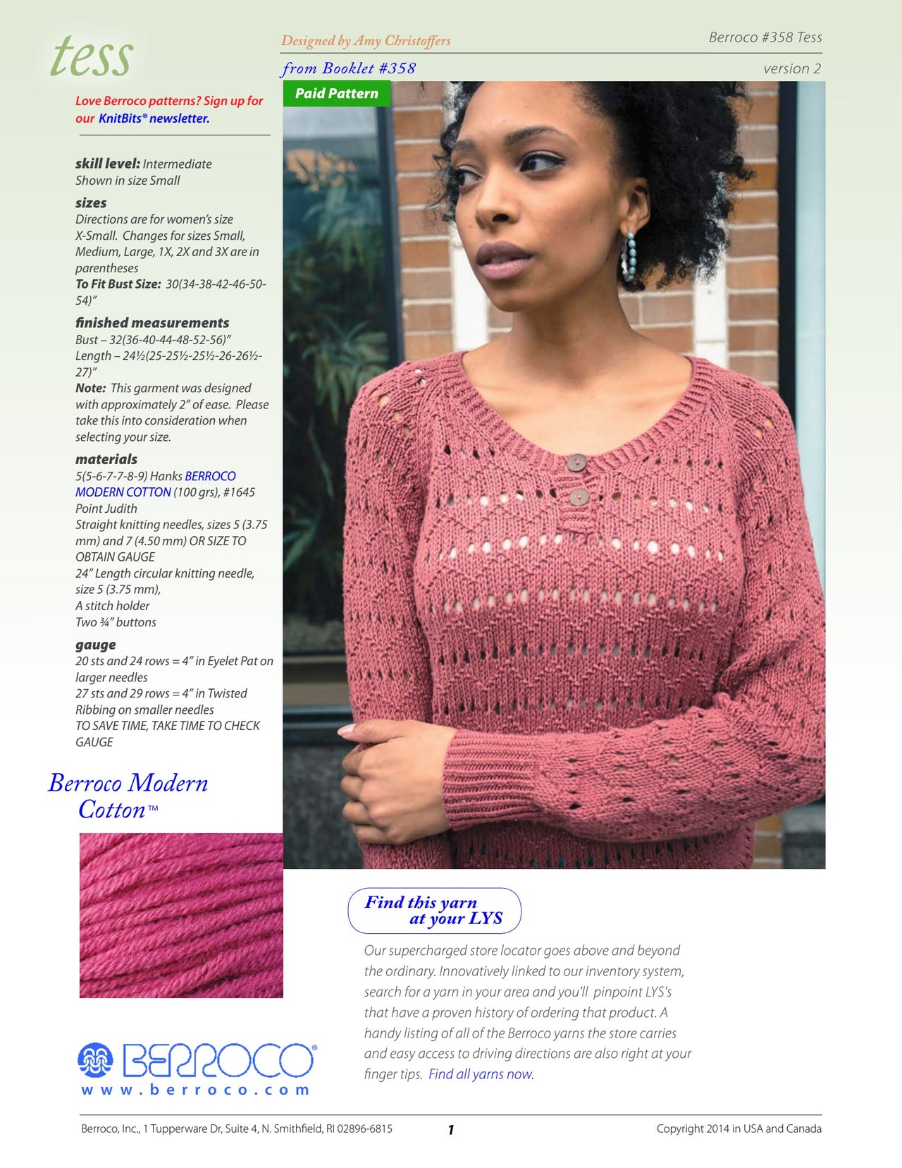 Berroco Tess Jumper Knitting Pattern