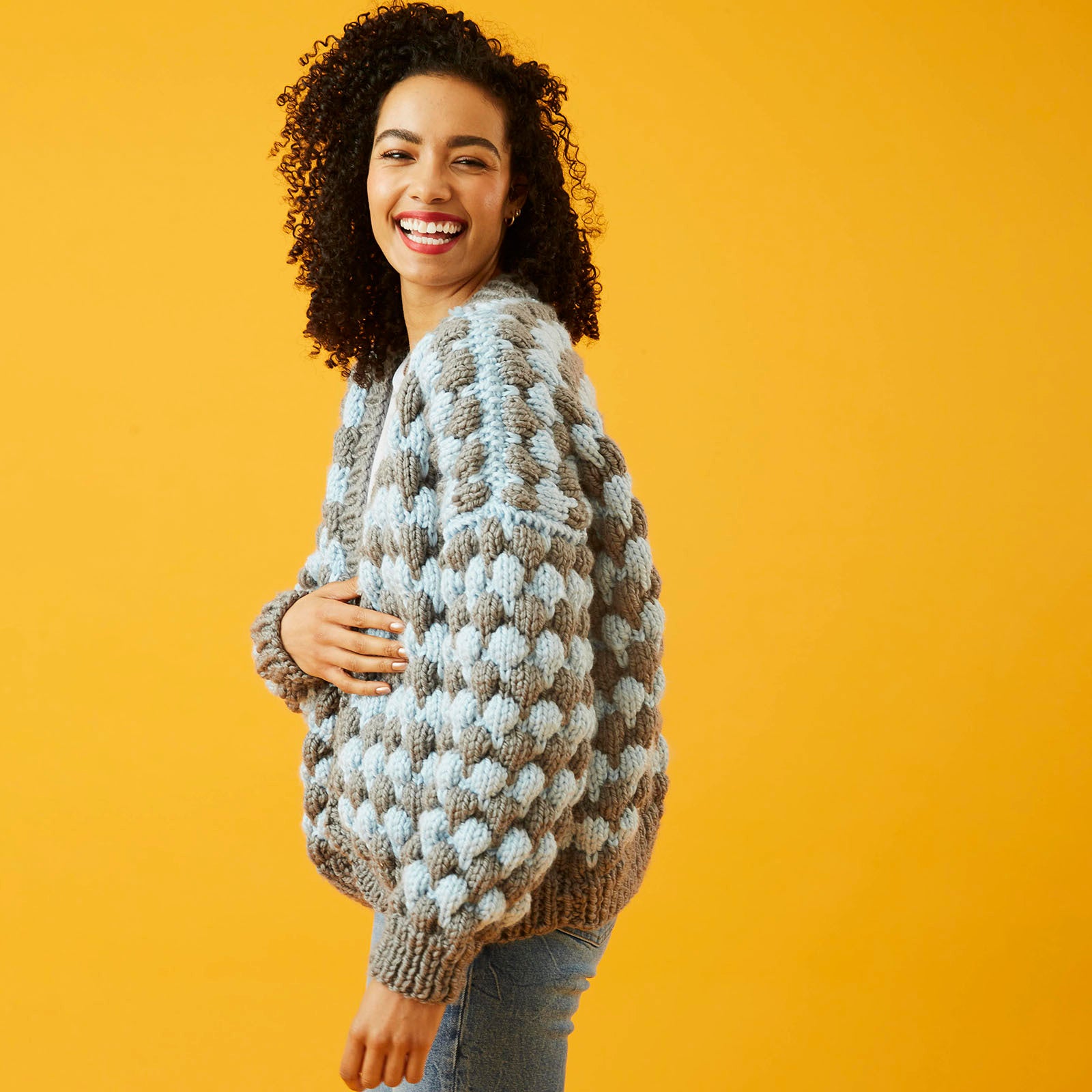 Paintbox Yarns Bubble Stitch Cardigan Knitting Pattern
