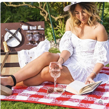 Crochet Checked Picnic Blanket