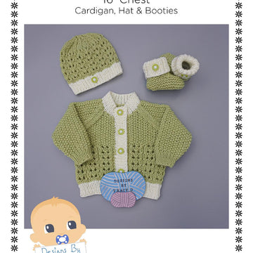 Nathalie cardigan, hat & booties 16 inch chest