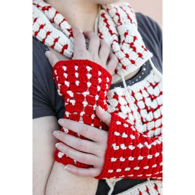 Valley Yarns Nordic Tiles Scarf & Fingerless Mitts Crochet Pattern