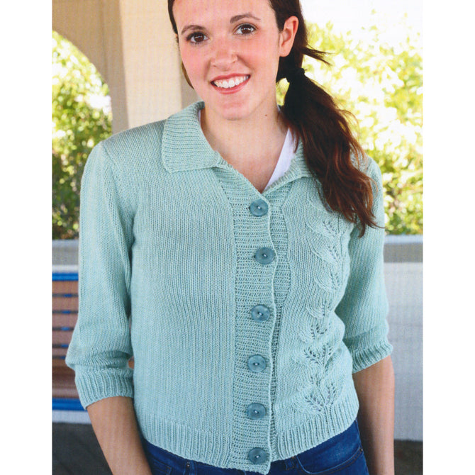 Plymouth Yarn 3071 Women's Leaf Lace Cardigan Knitting
