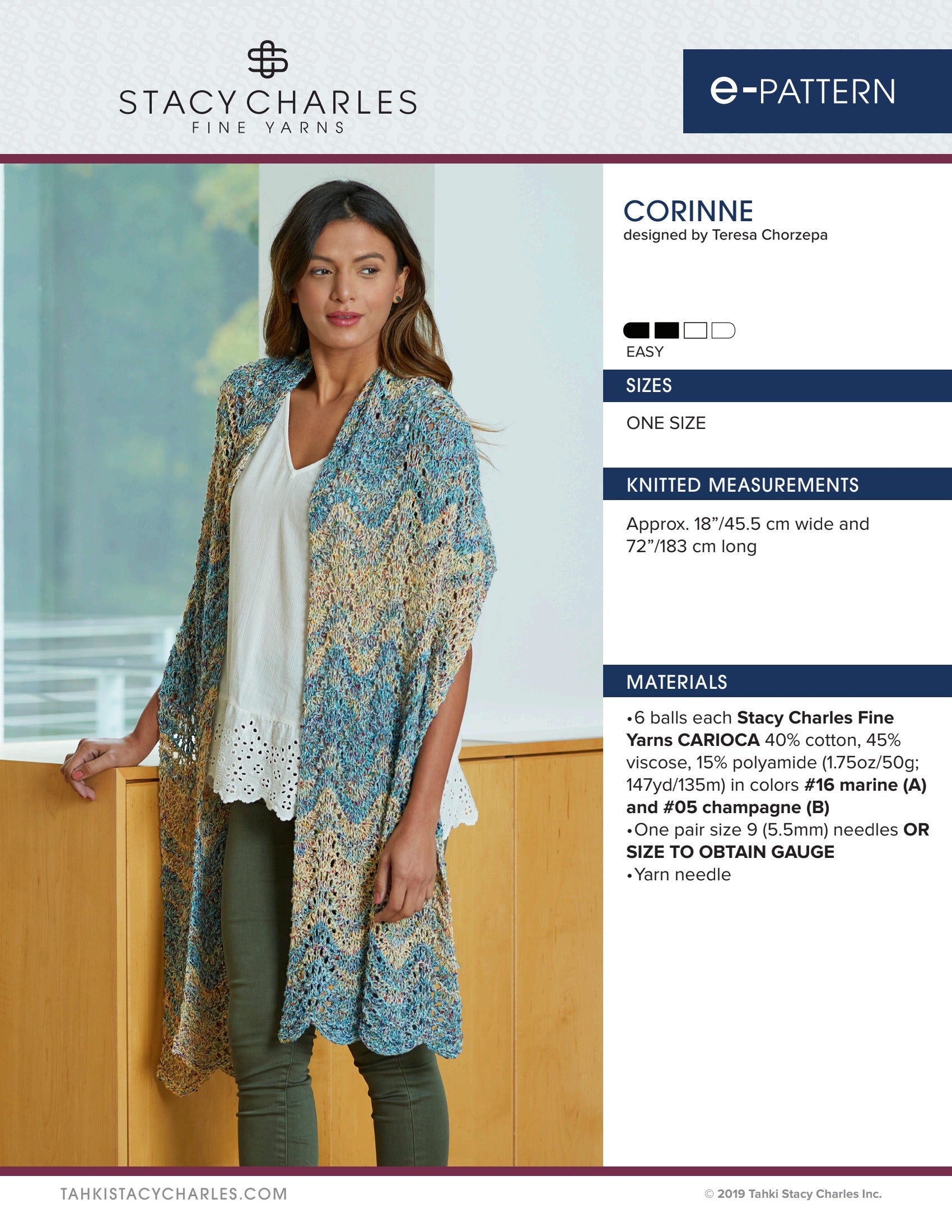 Stacy Charles Fine Yarns Corinne Wrap Knitting Pattern