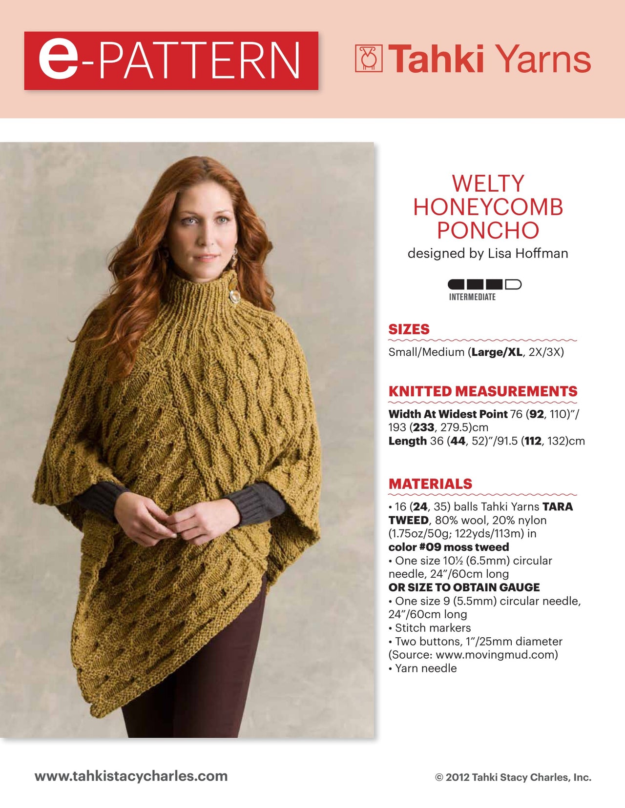 15+ Knitting Poncho Design Knitting Poncho Pattern PDF Download – Tahki Yarns Welty Poncho
