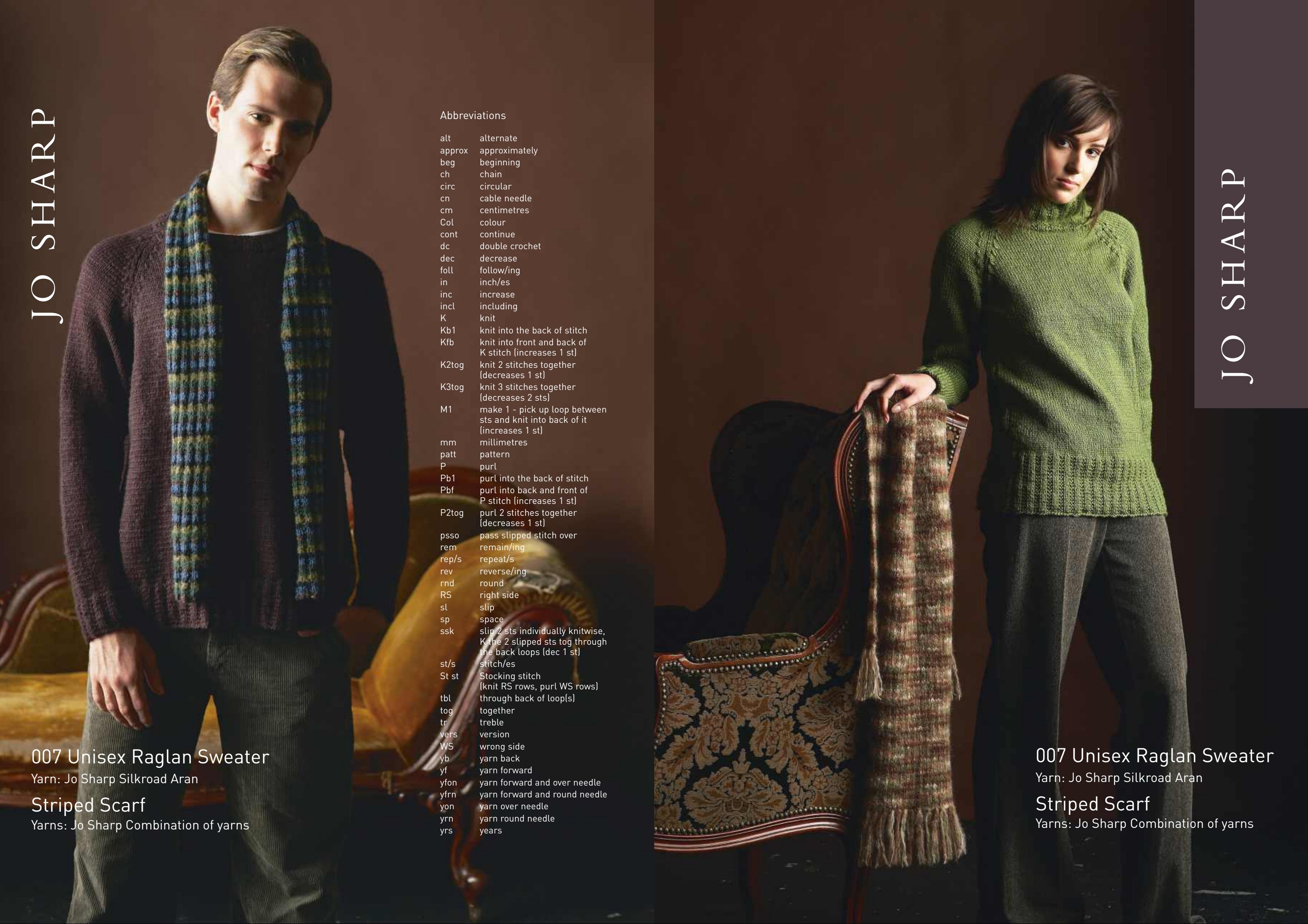 Jo Sharp Unisex Raglan Sweater Jumper Knitting Pattern