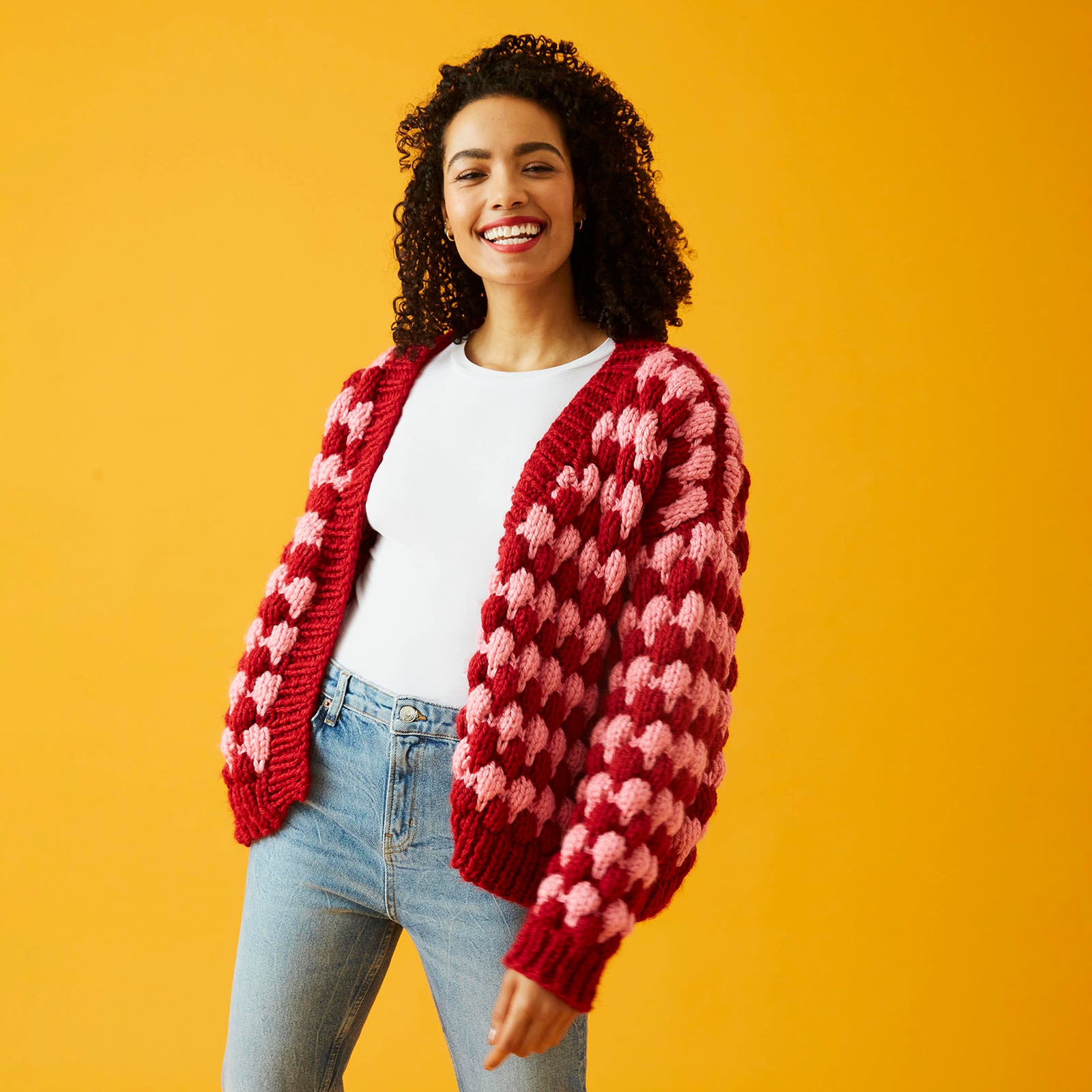 Paintbox Yarns Bubble Stitch Cardigan Knitting Pattern