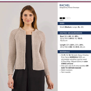 Stacy Charles Fine Yarns Rachel Cardigan Knitting Pattern