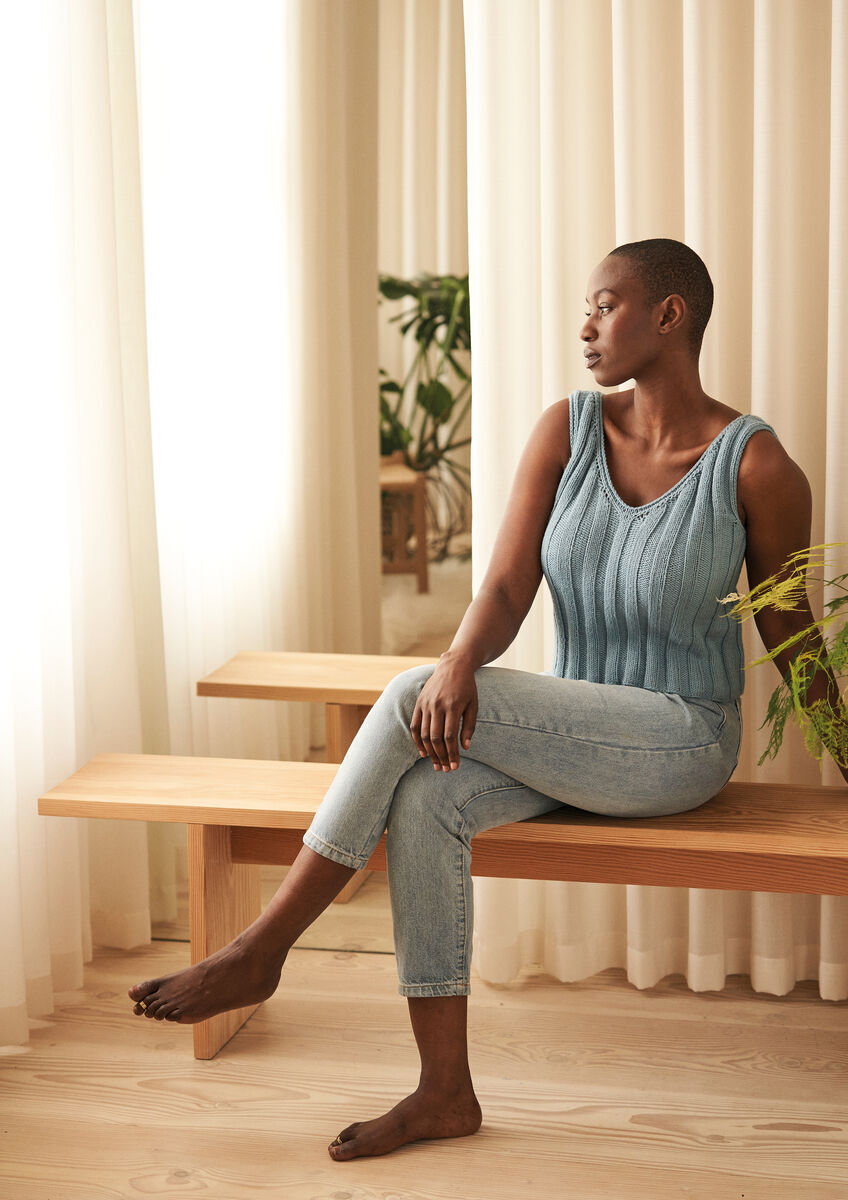 Agapanthus Cropped Vest in Rowan Handknit Cotton PDF