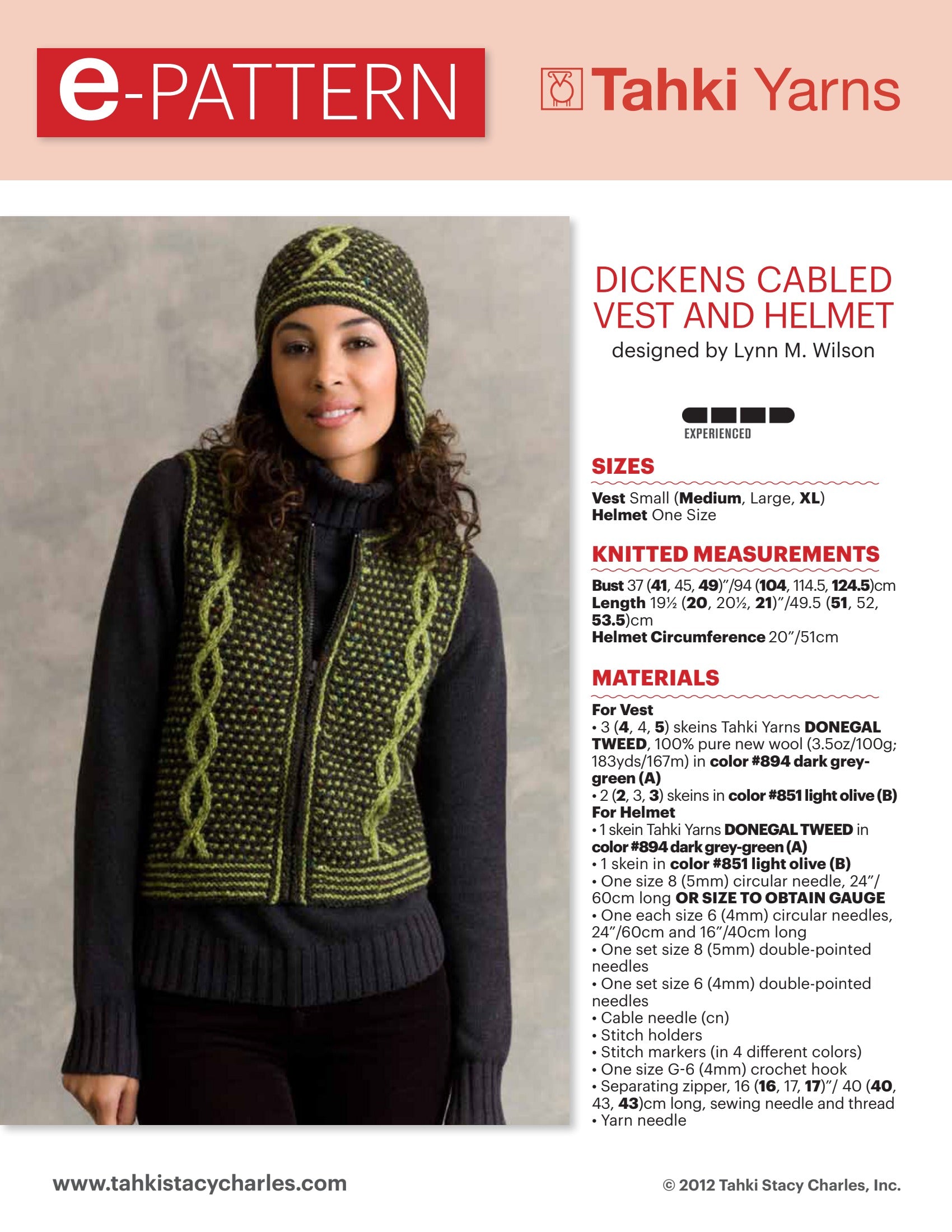 Tahki Yarns Dickens Vest and Helmet Knitting Pattern