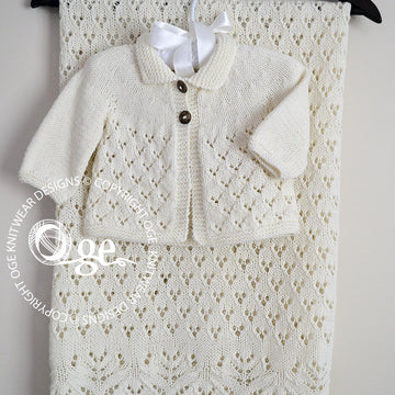 Lace and Diamond Heirloom Blanket and matching Jacket -  P098