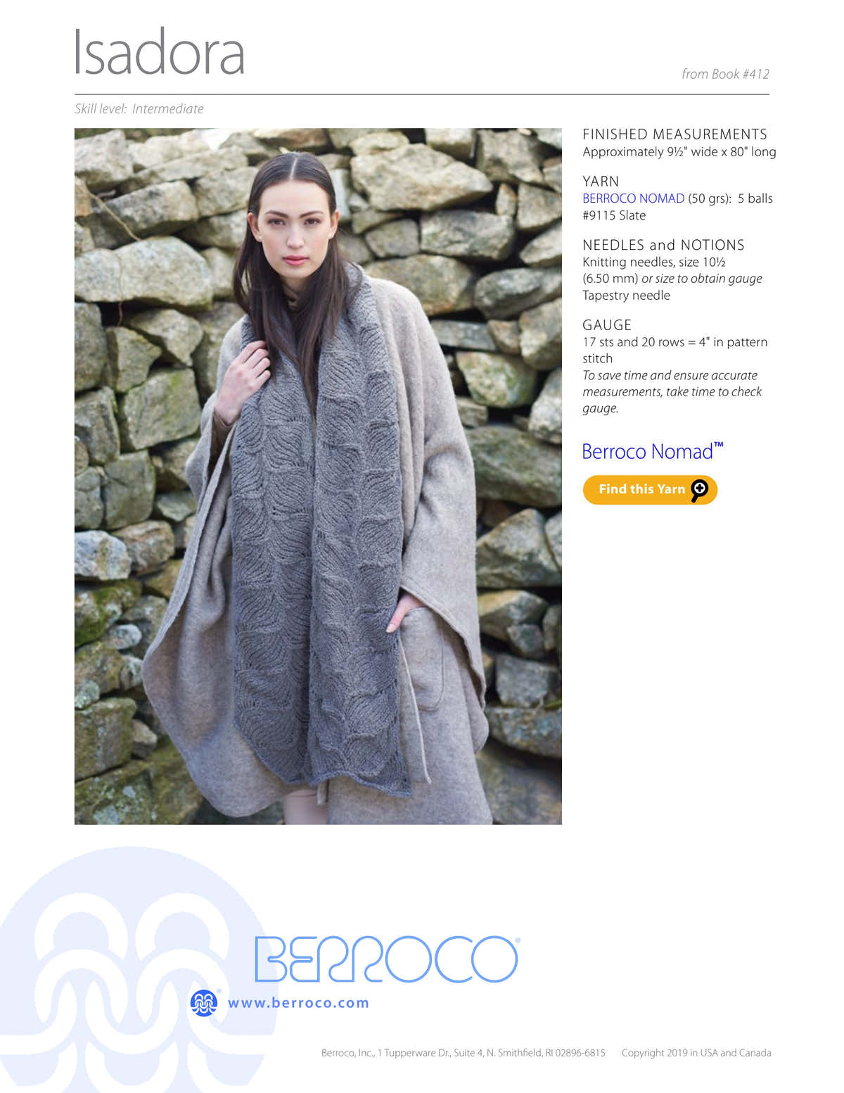 Berroco Isadora Scarf Knitting Pattern