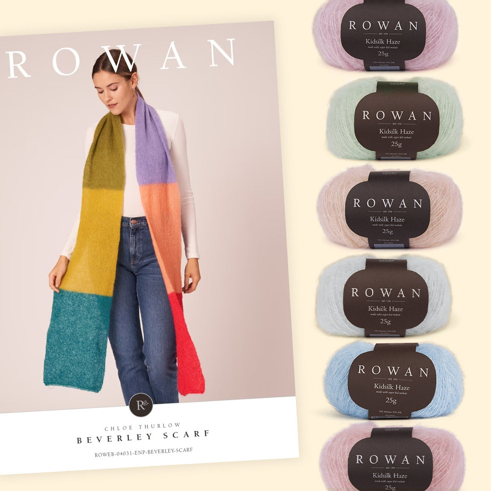 Beverley Scarf Rowan Kidsilk Haze Exclusive 6 Shade Colorpack Yarn - Mohair Lace