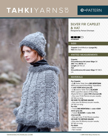 Tahki Yarns Silver Fir Capelet & Hat Knitting Pattern