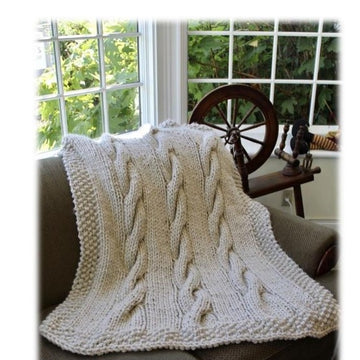 Plymouth Yarn Cabled Throw Blanket Knitting Pattern
