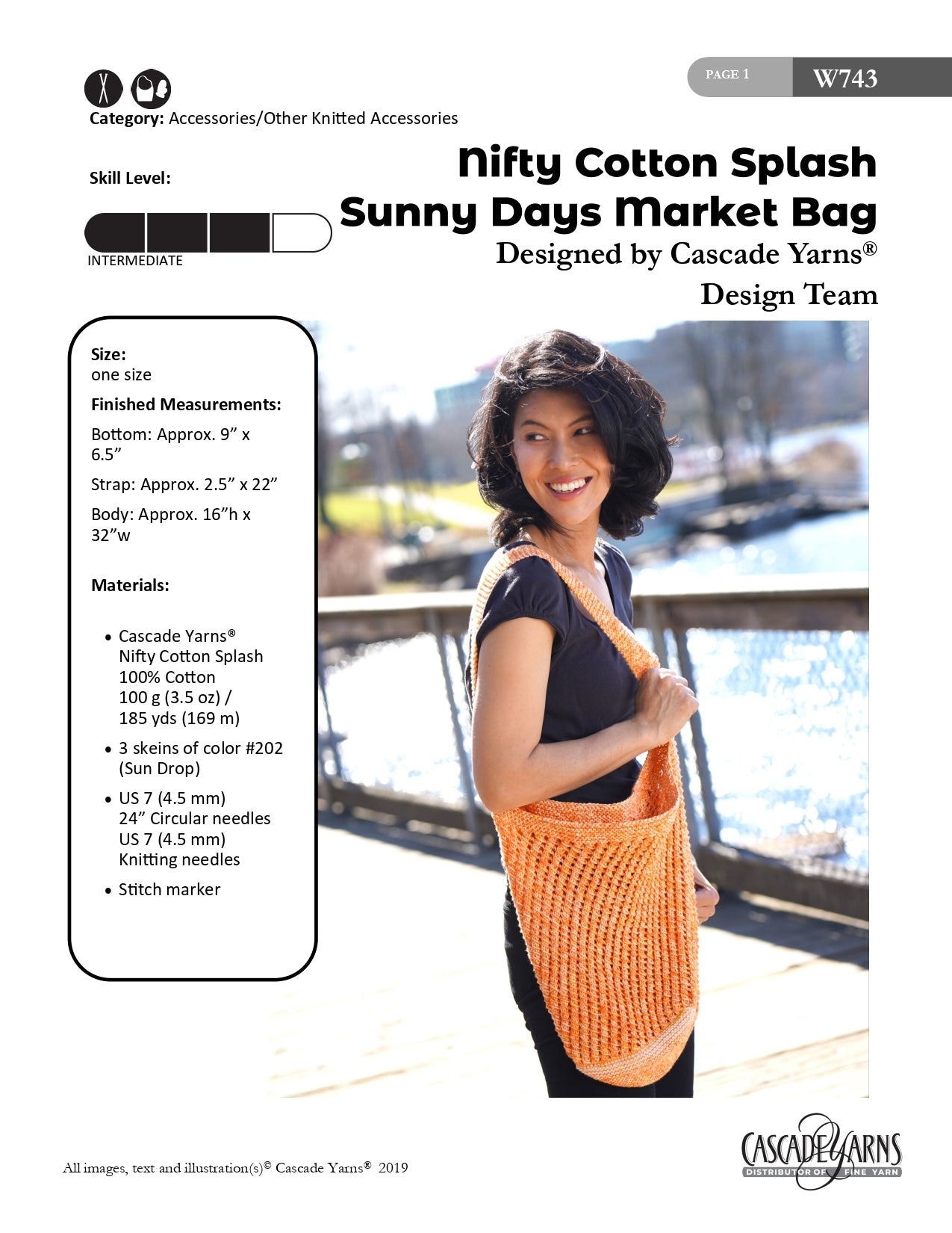 Cascade Yarns Sunny Days Market Bag Knitting Pattern
