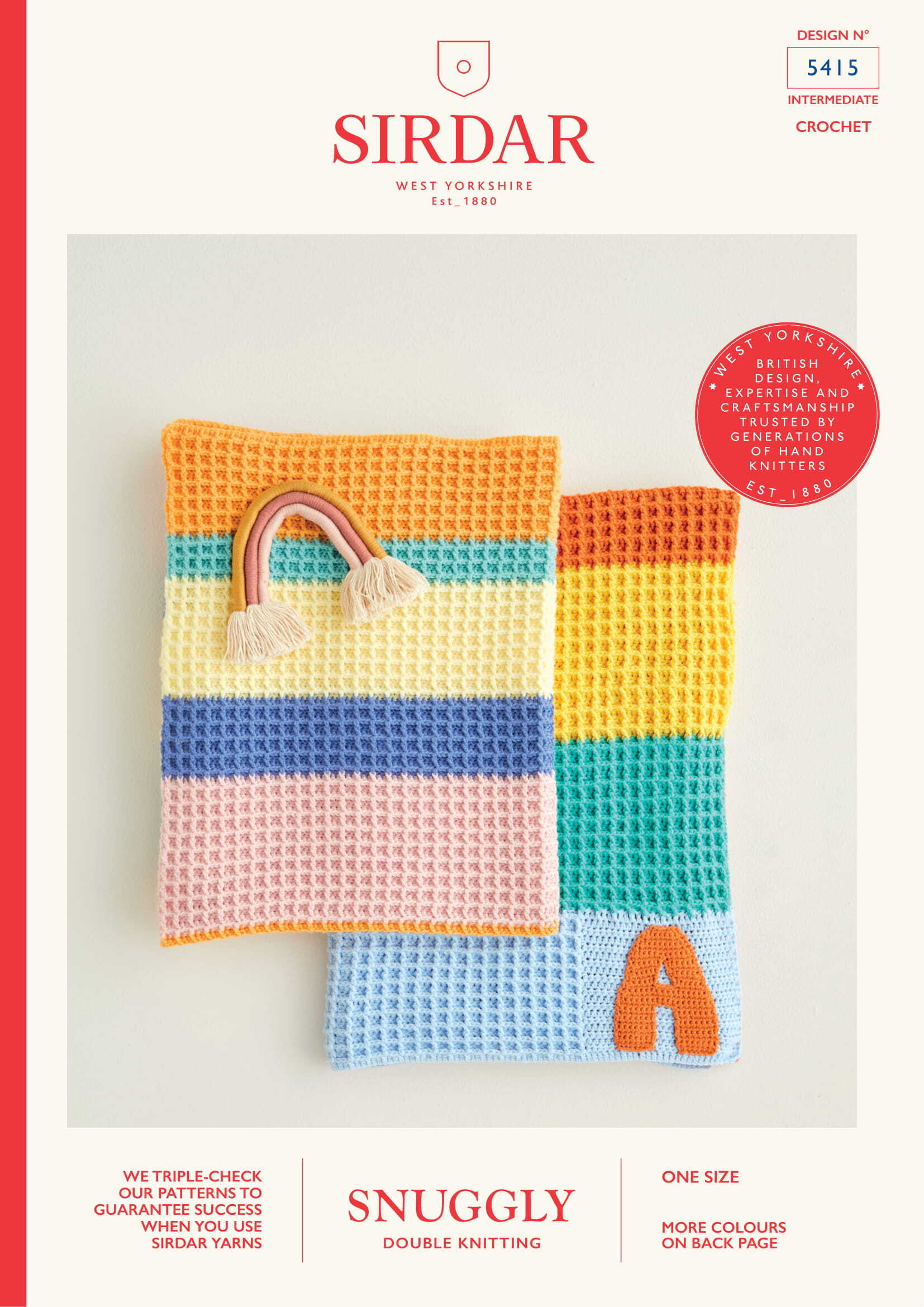 Sirdar Crochet Rainbow Waffle Stitch Blankets Pattern
