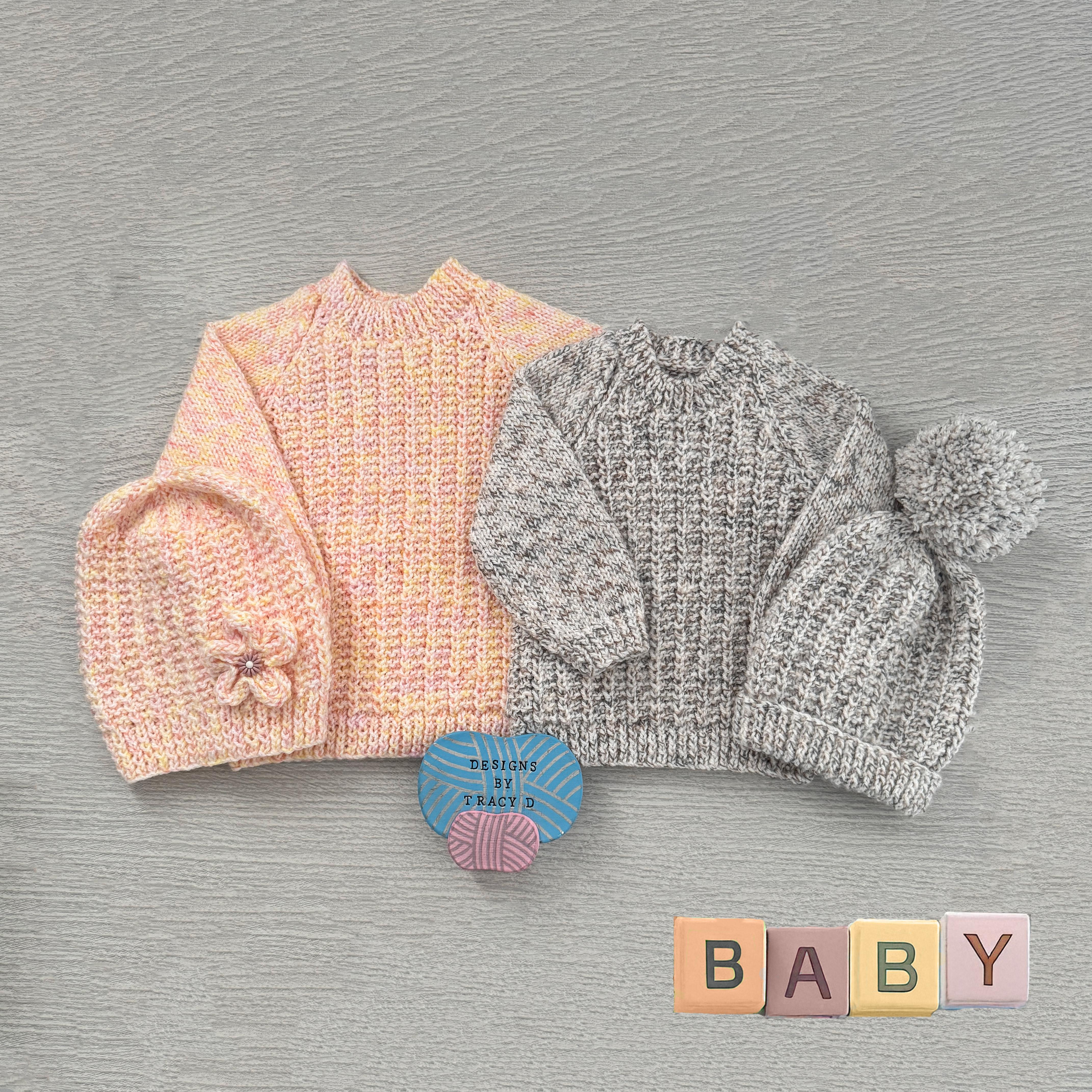 Quinn Baby sweater and Hat 18"-22" chest size