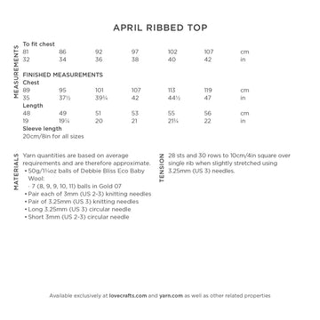 Debbie Bliss April Ribbed Top PDF