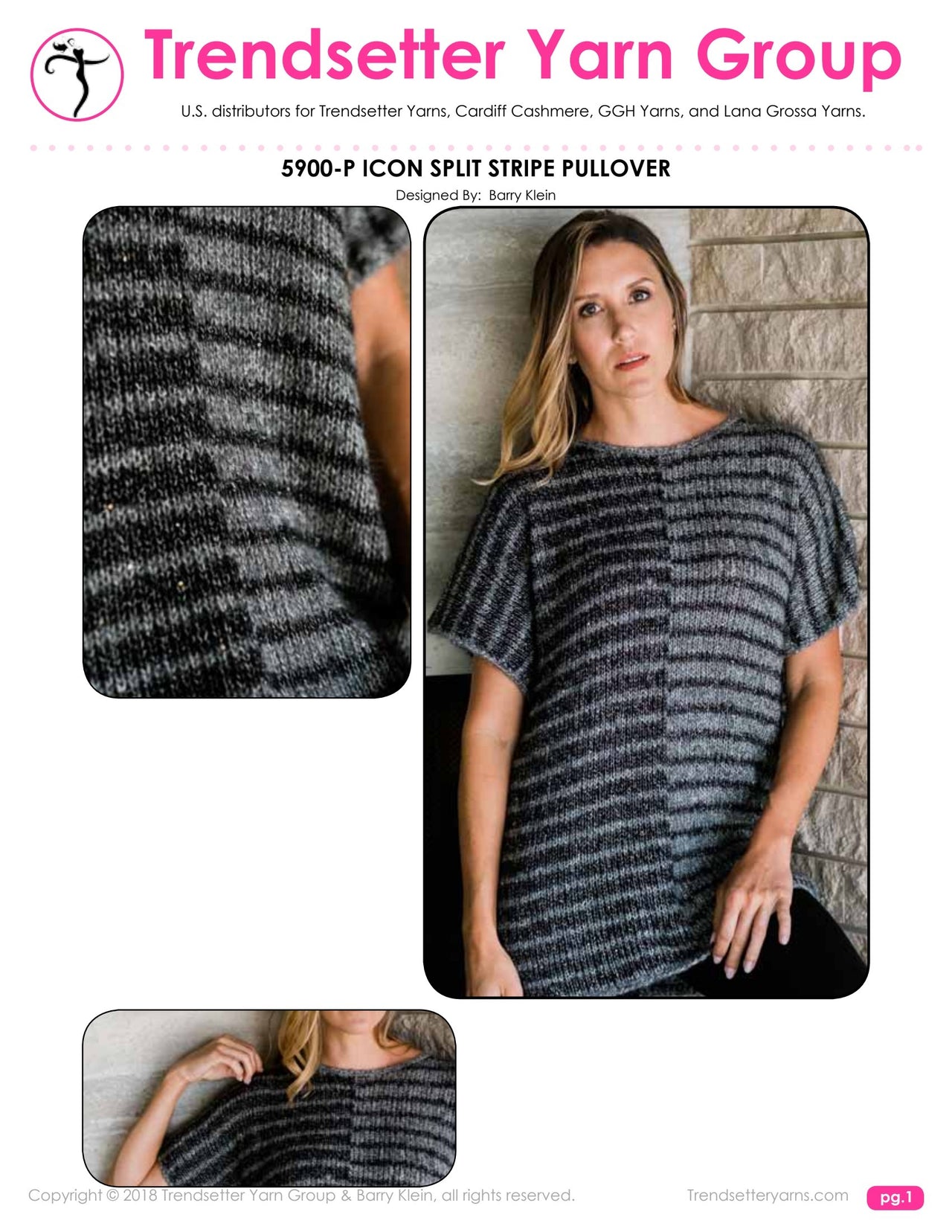 Trendsetter Yarns 5900P Icon - Split Stripe Pullover PDF