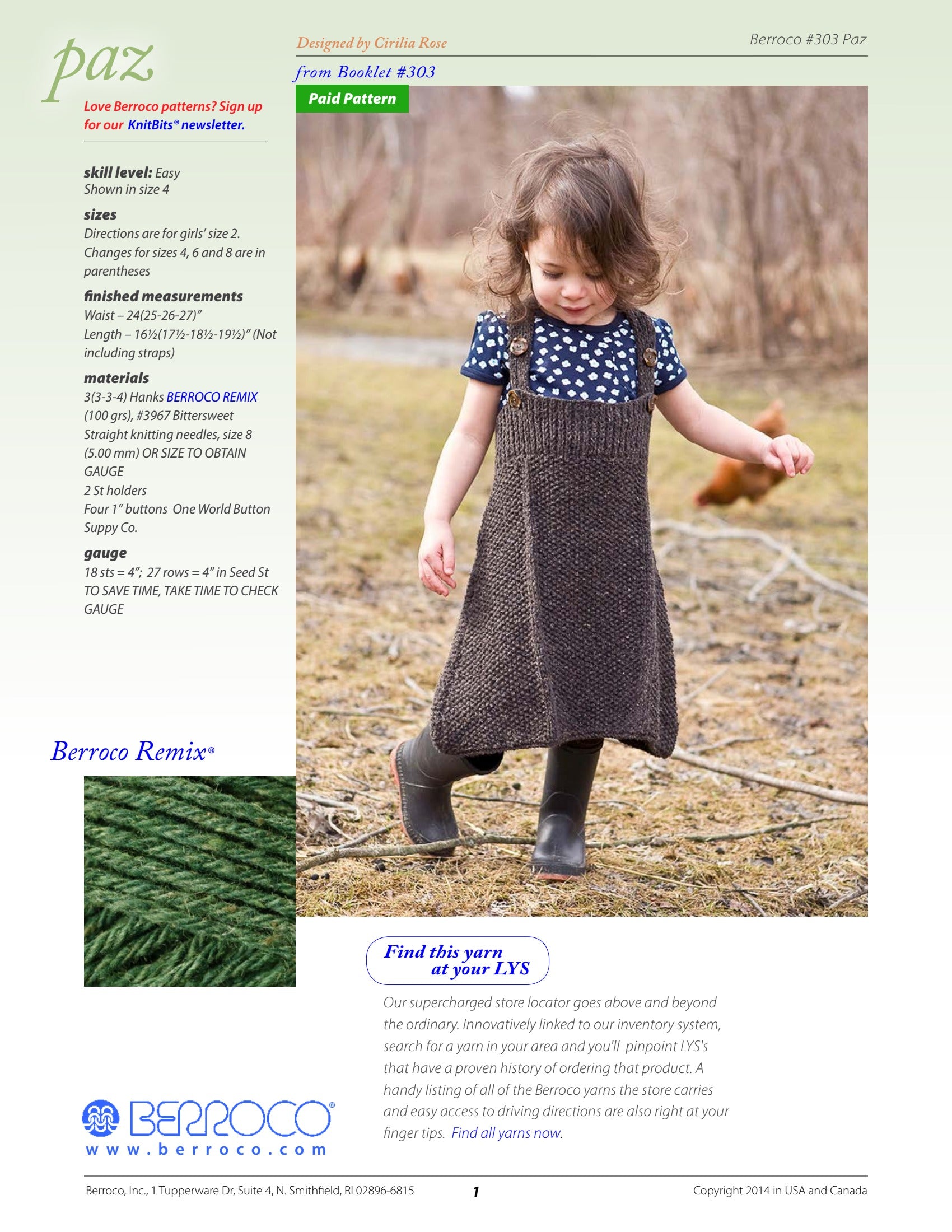 Berroco Paz Dress Knitting Pattern