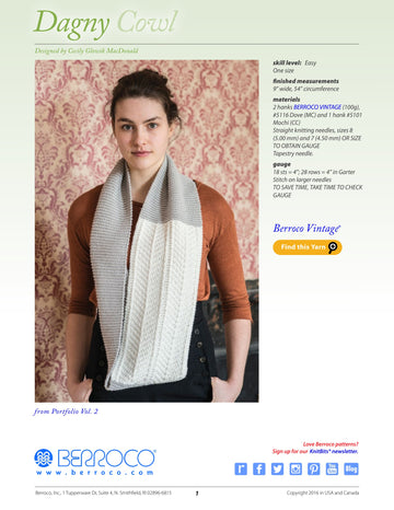 Berroco Dagny Cowl- Portfolio Knitting Pattern