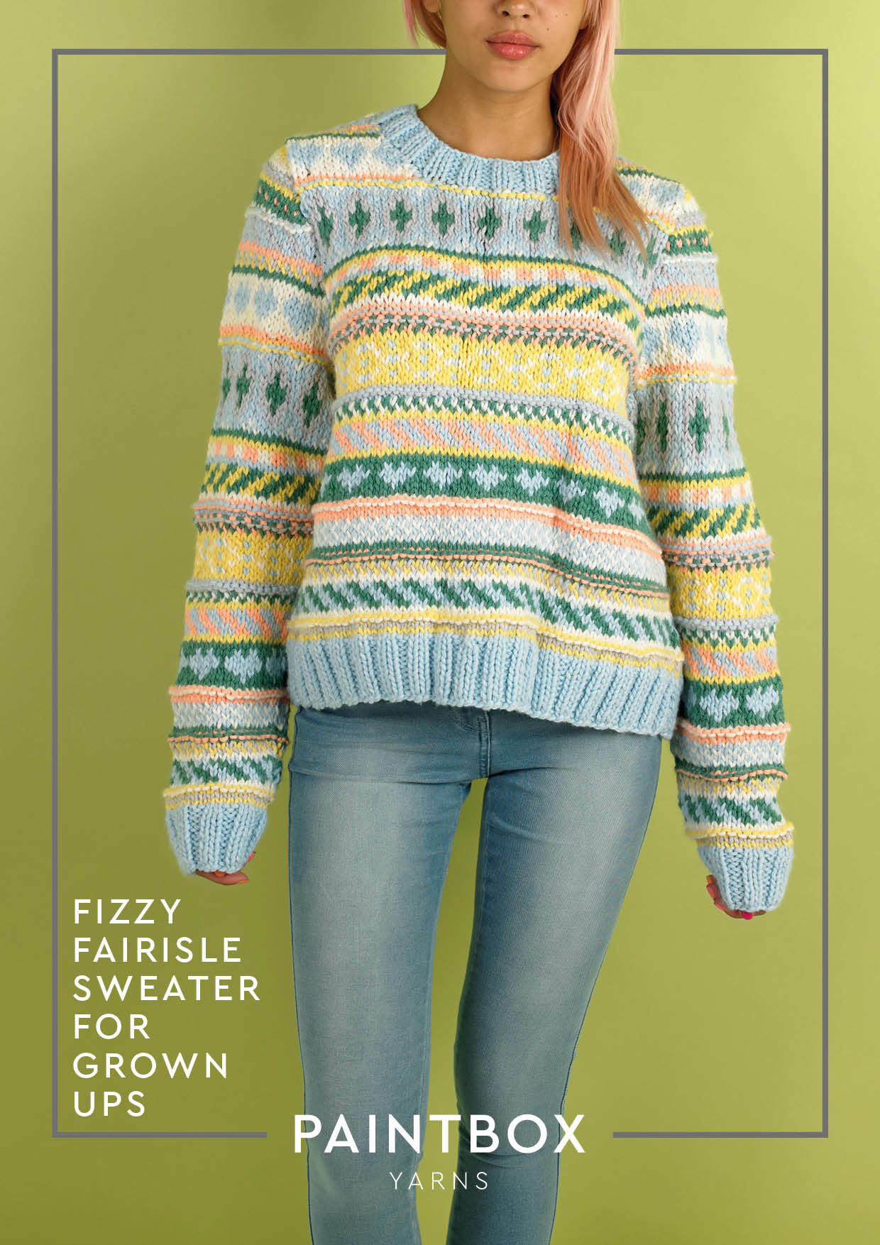Paintbox Yarns Fizzy Fairisle Sweater for Grown Ups Knitting Pattern
