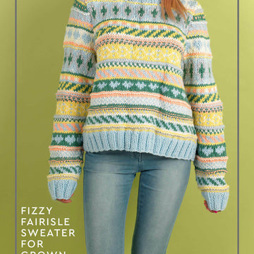 Paintbox Yarns Fizzy Fairisle Sweater for Grown Ups Knitting Pattern