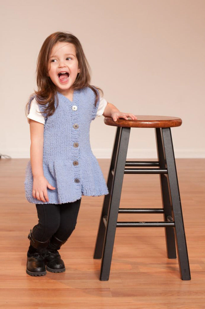 Girls Drop Waist Vest in Plymouth Yarn Daisy - 2750 - PDF