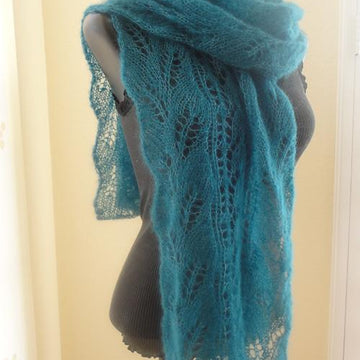 #169 Snowdrops and Curved Leaf Lace Scarf