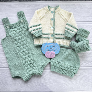 Juniper Baby Romper, Cardigan, Hat & Booties 0-6mths