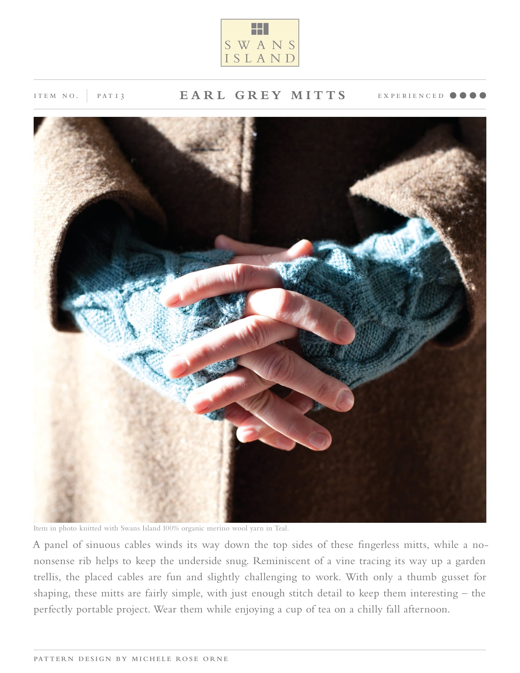 Swans Island Earl Grey Mitts Gloves Knitting Pattern