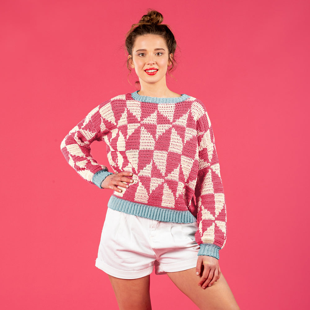 Paintbox Yarns Geometric Tile Sweater Crochet Pattern