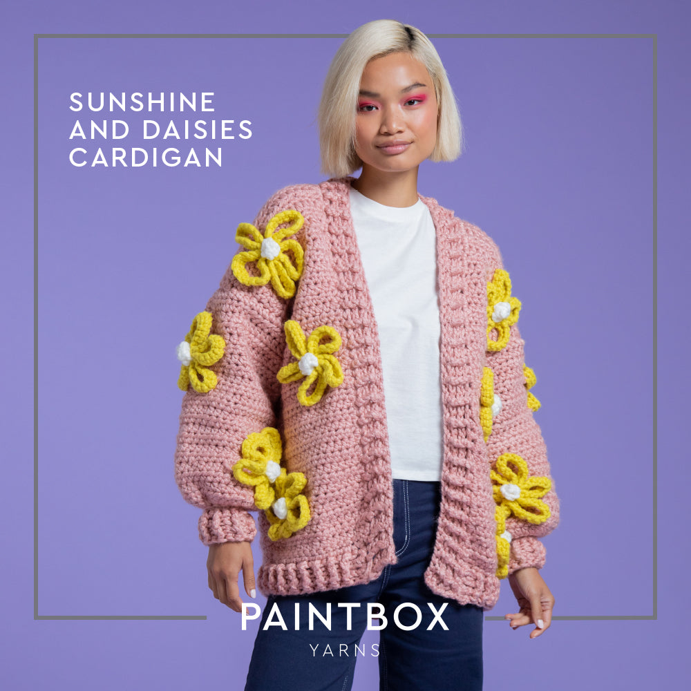 Paintbox Yarns Sunshine and Daisies Cardigan Crochet Pattern