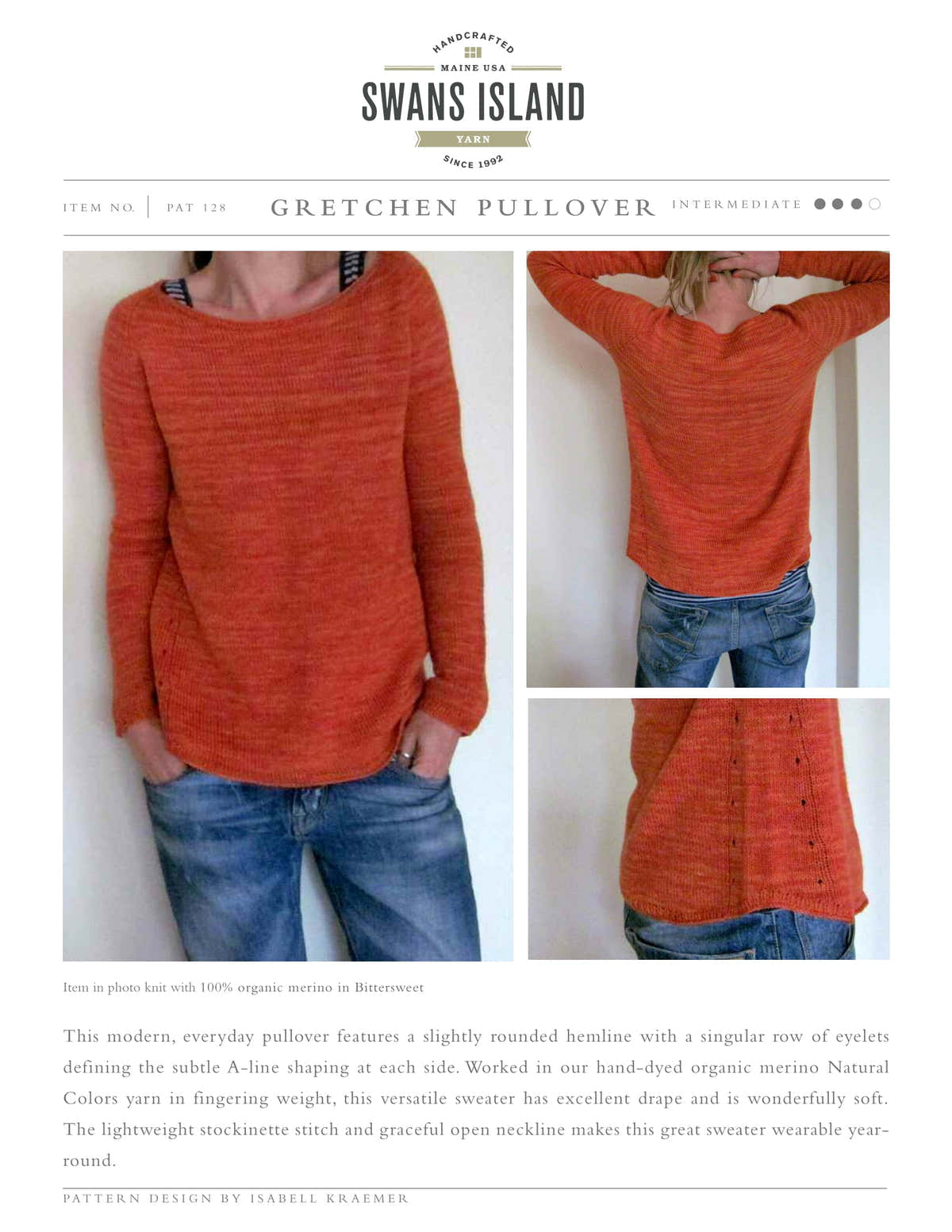 Swans Island Gretchen Pullover Jumper Knitting Pattern