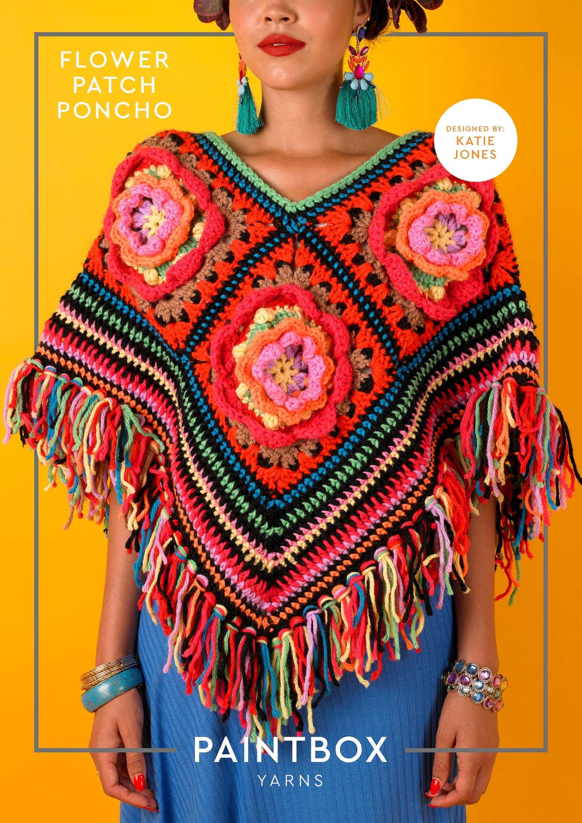 Paintbox Yarns Flower Patch Poncho Crochet Pattern
