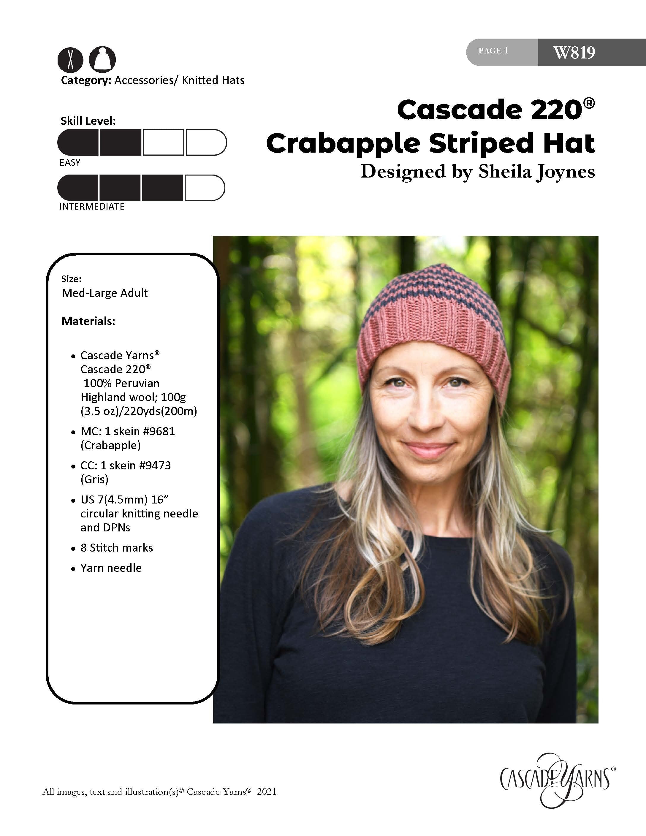Crabapple Striped Hat Knitting Pattern