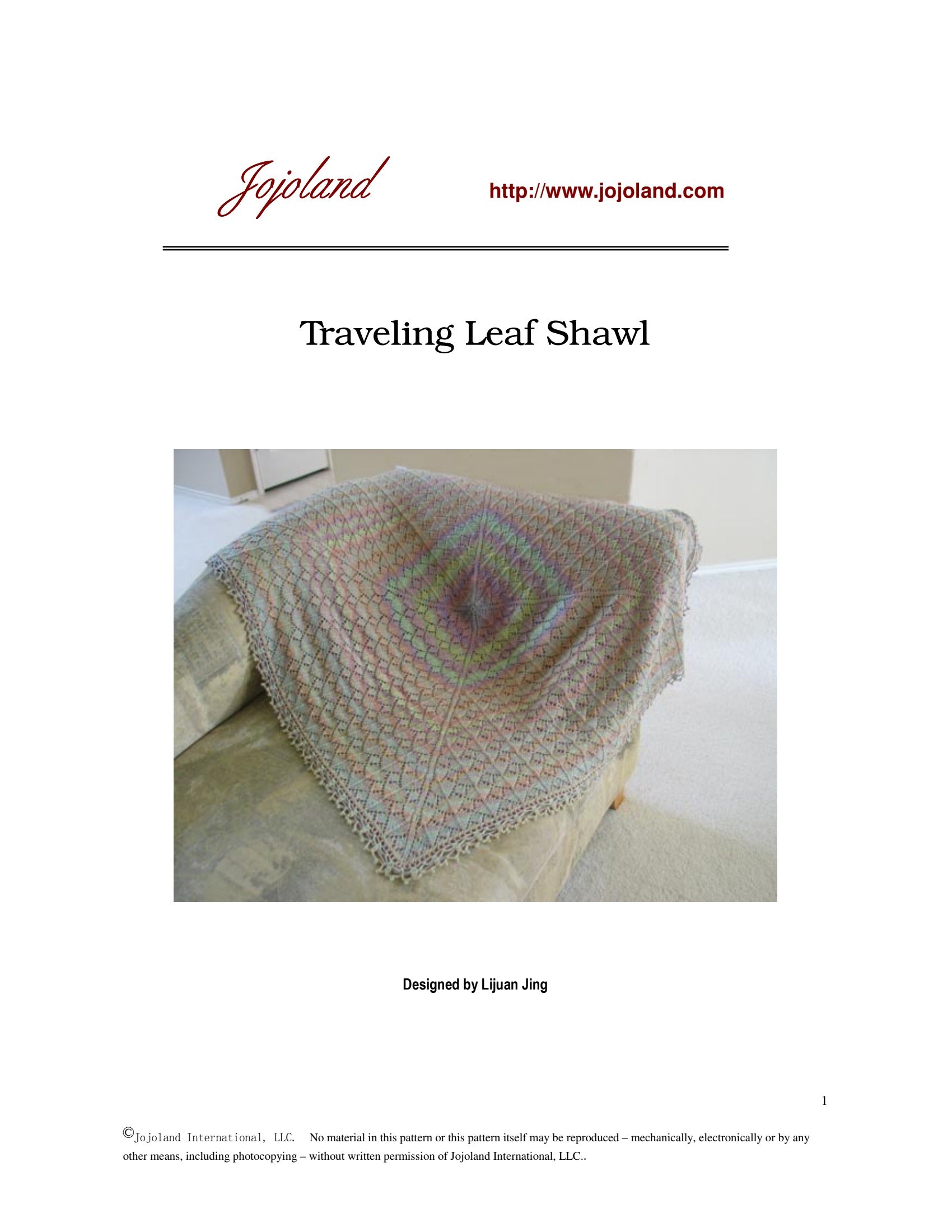 Jojoland Traveling Leaf Shawl Wrap Knitting Pattern