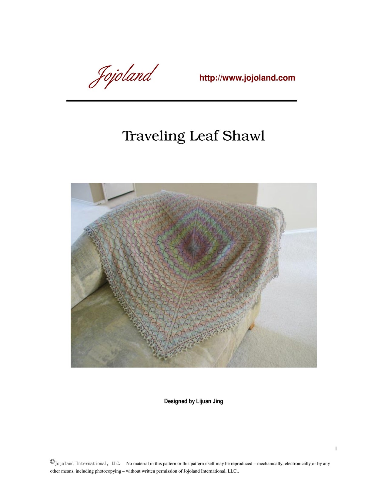 Jojoland Traveling Leaf Shawl Wrap Knitting Pattern