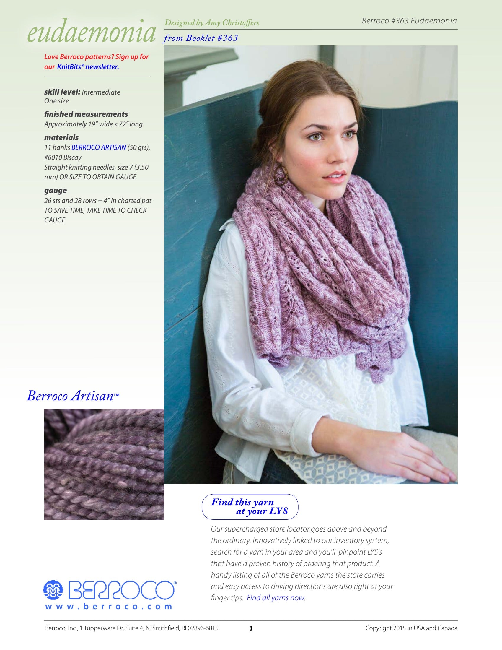 Berroco Eudaemonia Wrap Knitting Pattern