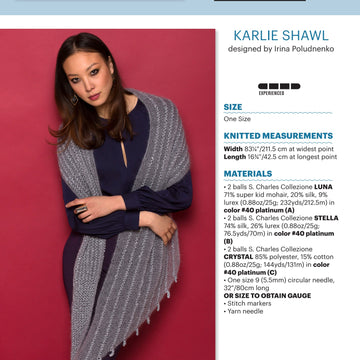 Stacy Charles Fine Yarns Karlie Shawl Wrap Knitting Pattern