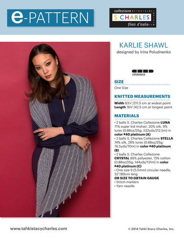 Stacy Charles Fine Yarns Karlie Shawl Wrap Knitting Pattern