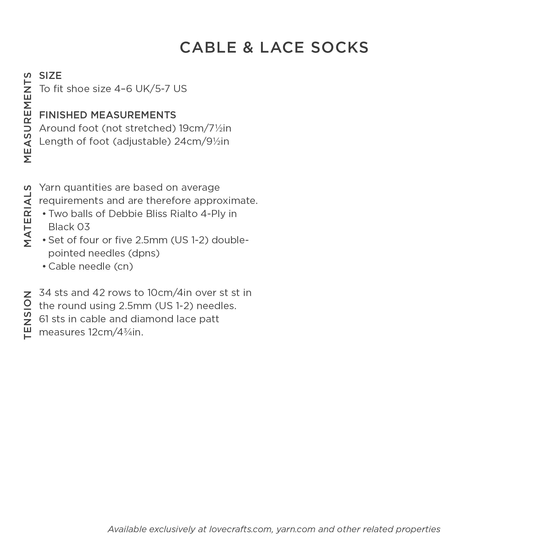 Debbie Bliss Cable & Lace Socks Knitting Pattern
