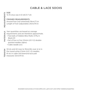 Debbie Bliss Cable & Lace Socks Knitting Pattern