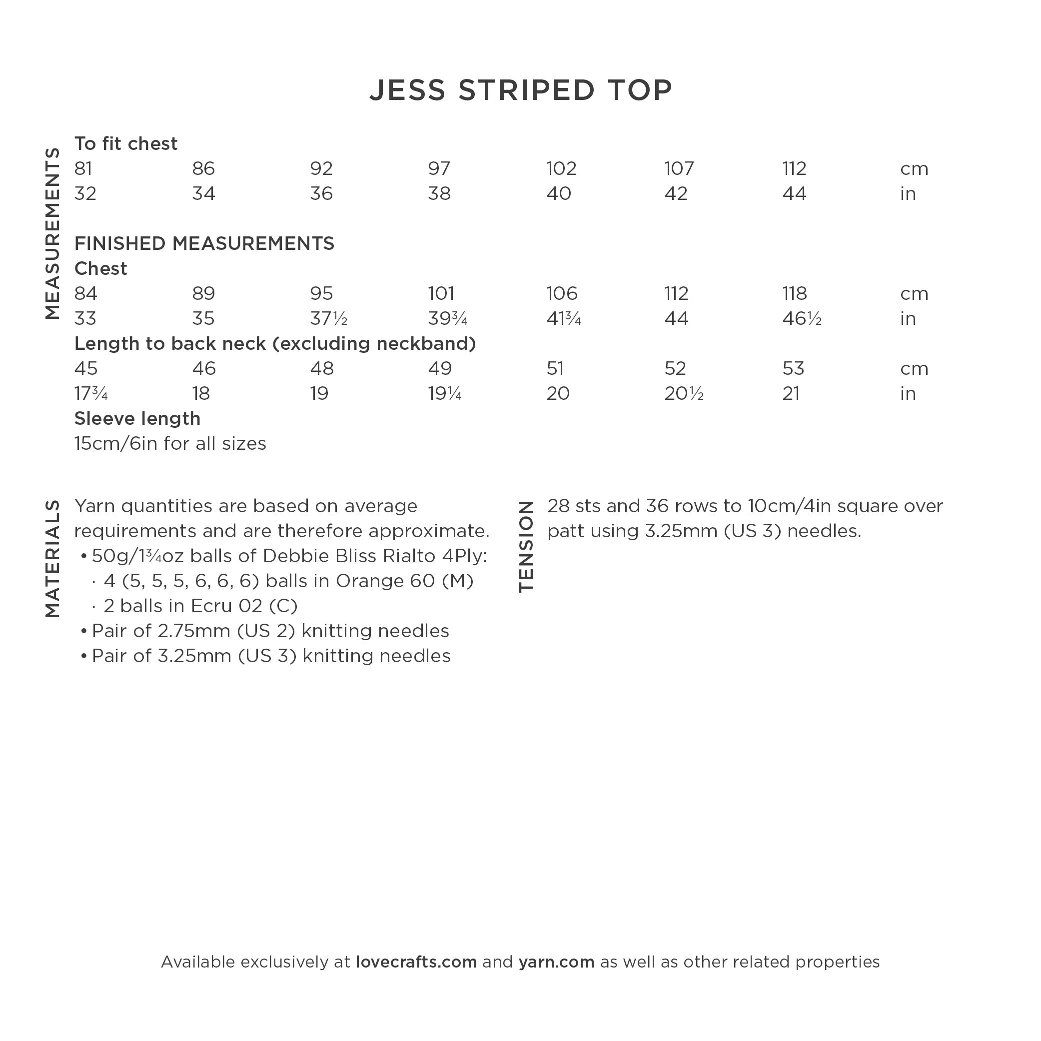 Debbie Bliss Jess Striped Top Knitting Pattern