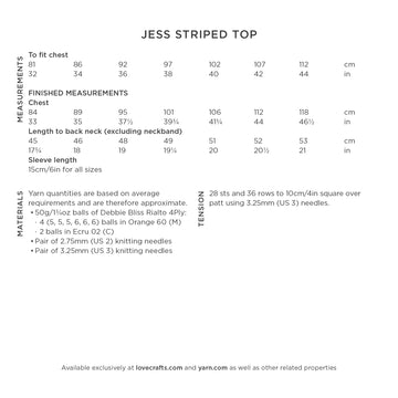 Debbie Bliss Jess Striped Top Knitting Pattern