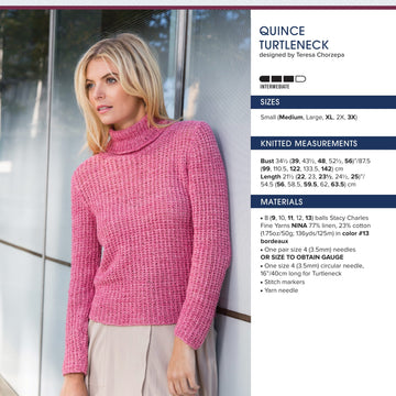 Stacy Charles Fine Yarns Quince Turtleneck Knitting Pattern